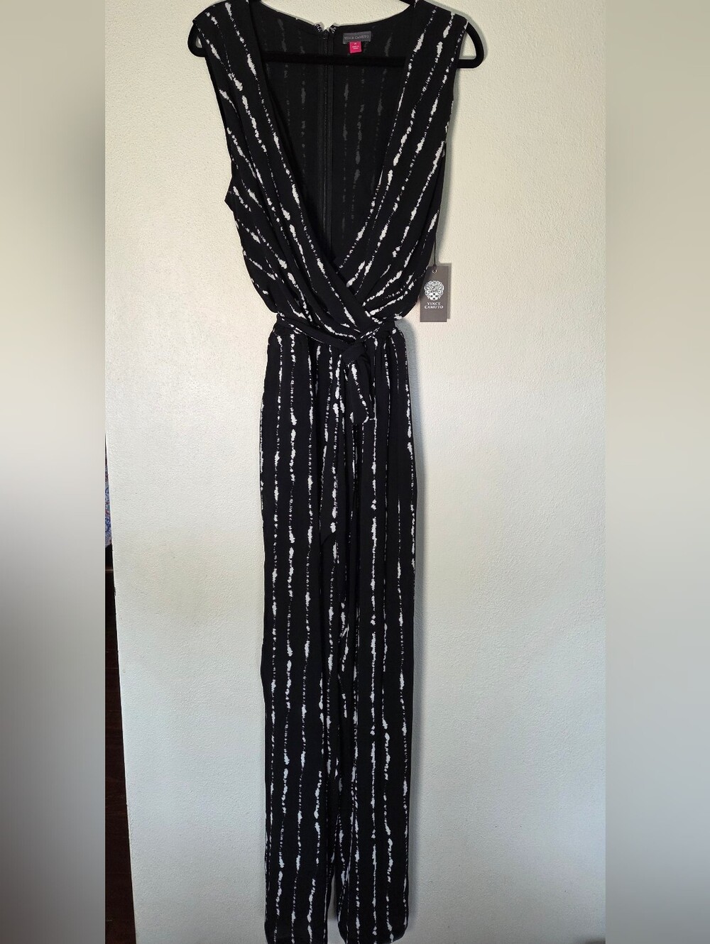 Vince Camuto | Pants Jumpsuit Sleeveless Wrap-Style Romper black and white | 14